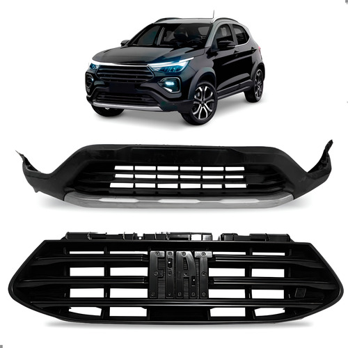 Kit Grades Para Pulse 2022 2023 2024 2025 Com Spoiler Prata Preto