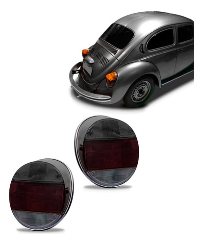 Par Lanterna Traseira Vw Fusca 1979 A 1996 Fume Preto