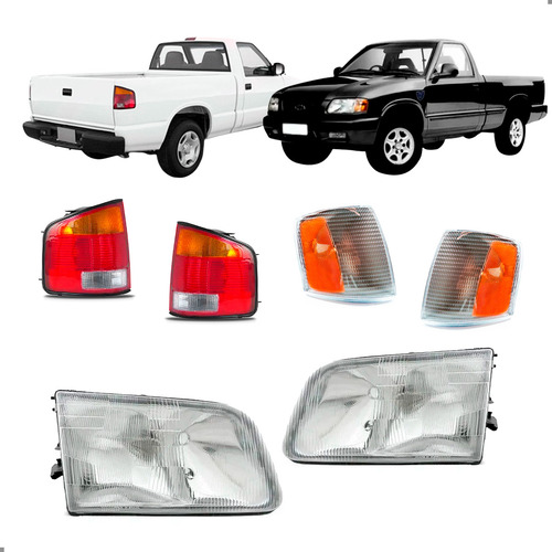 Kit Farol Lanterna E Pisca Para S10 95 96 97 98 99 2000 Rubi E Cristal