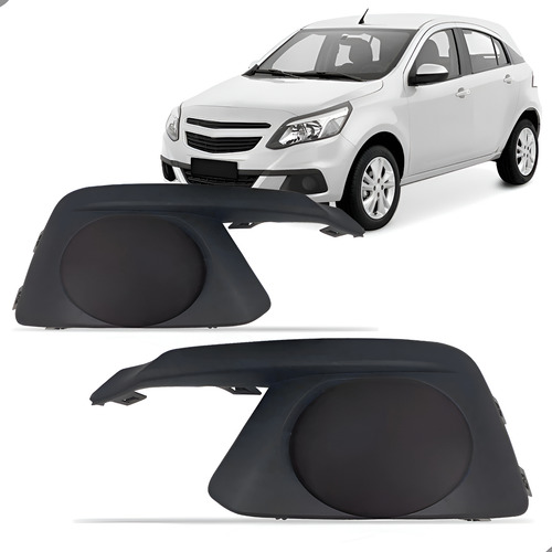 Par Tela Frontal Moldura Milha Agile 2013 14 15 16 Sem Furo Preto