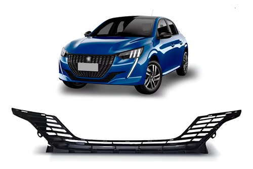 Grade Central Peugeot Style 208 2021 A 2022 Preta 1a Linha