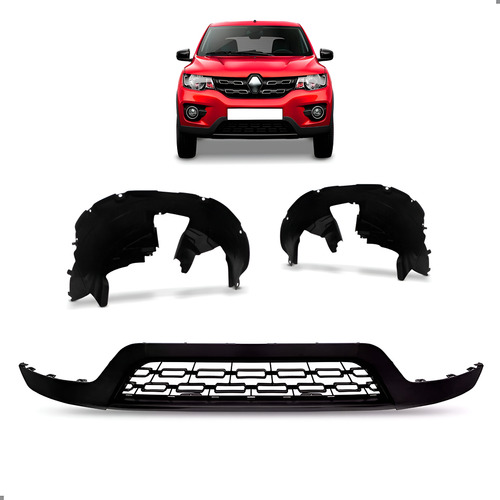 Kit Spoiler E Par Parabarro Para Kwid 2017 18 19 20 21 2022 Preto