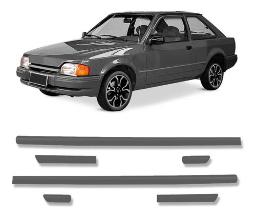 Jogo Friso Lateral Para Escort Gl 1987 88 A 1994 Preto