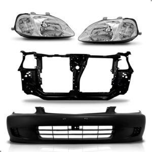 Kit Frente Para Civic 1999 2000 Parachoque Painel Par Farol Para Pintar