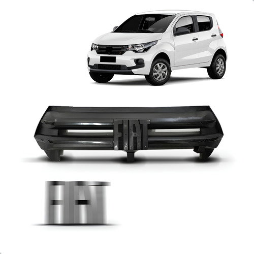 Kit Grade Com Emblema Para Fiat Mobi 2021 A 2023 Black Piano Preto
