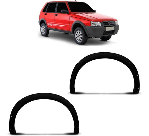 Par Moldura Paralama Traseiro Uno Way Preto 2004/2012 Oferta