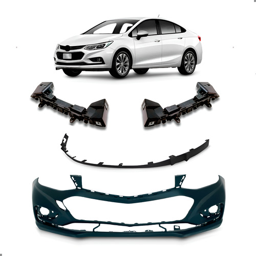 Kit Parachoque Diant Cruze Sedan 2017 A 2019 Guias E Spoiler Preto