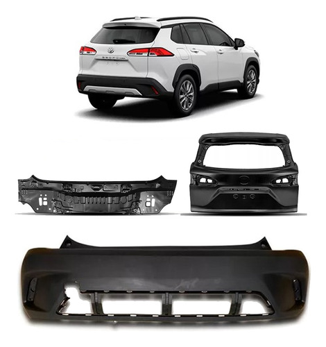 Kit Tampa Traseira Com Parachoque Painel Corolla Cross 22/26 Preto