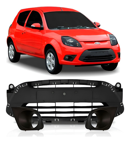 Kit Grade Inferior Parachoque Ford Ka 2011 A 2014 + Molduras Preto Grade/molduras
