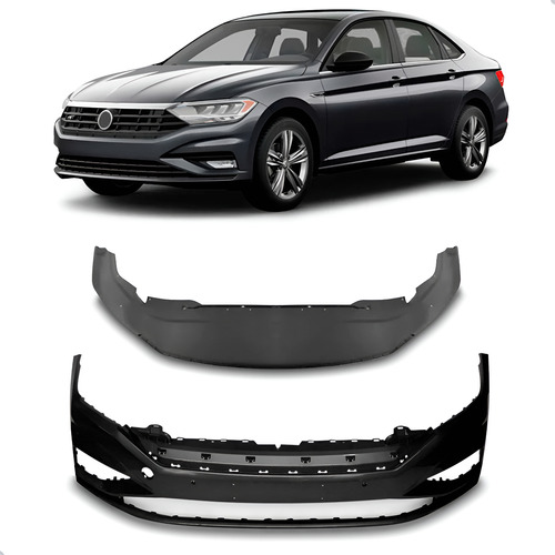 Kit Parachoque Vw Jetta 2019 A 2022 Com Spoiler Inferior Preto
