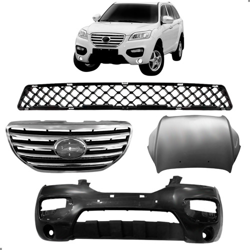 Kit Capo Parachoque Grade Para Lifan X60 2013 2014 2015 2016 Para Pintar