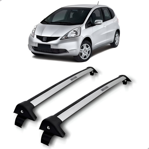 Rack De Teto Para Honda Fit 2008 A 2012 Alumínio Prata Prata