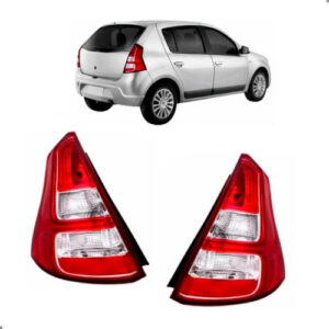 Par Lanterna Traseira Para Sandero 2012 A 2014 Com Friso Ambos Lados Vermelho