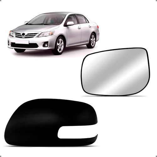 Kit Capa E Lente De Retrovisor Corolla 2009 A 2013 Esquerdo Esquerdo