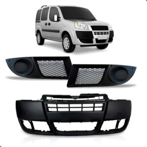 Kit Parachoque E Par Moldura Milhas Para Doblo 2009 A 2021 Preto