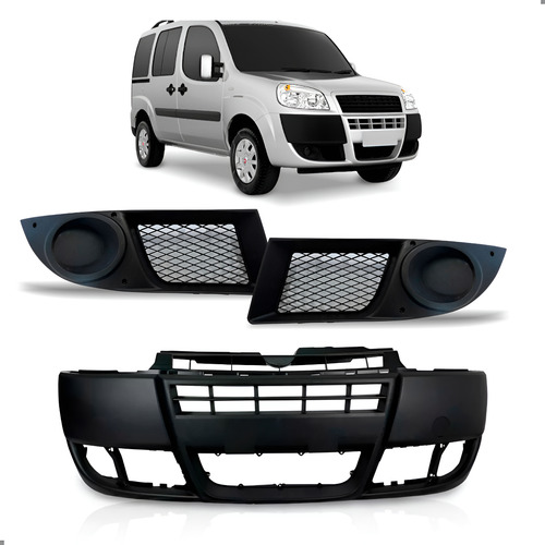 Kit Parachoque E Par Moldura Milhas Para Doblo 2009 A 2021 Preto