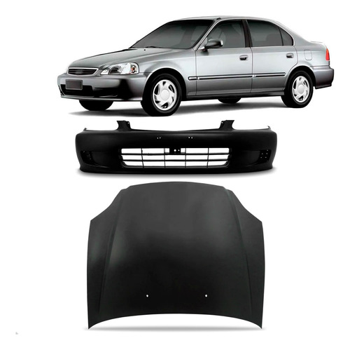Capo E Parachoque Honda Civic 1999 A 2000 Preto
