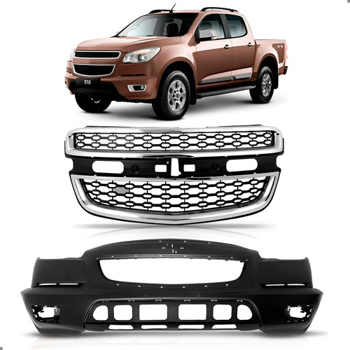 Kit Parachoque E Grade Para S10 2012 2013 2014 2015 2016 Preto
