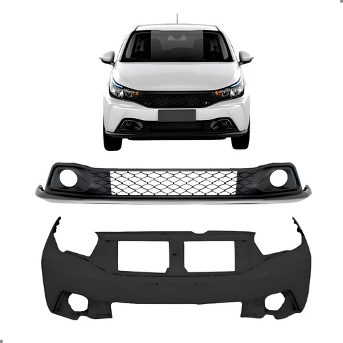 Kit Parachoque Para Fiat Argo 2023 2024 2025 Saia Inferior Preto