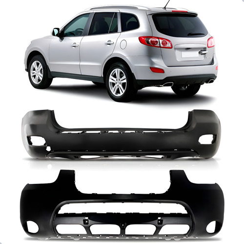 Kit Parachoque Dianteiro E Traseiro Santa Fé 2007 2008 2009 Preto