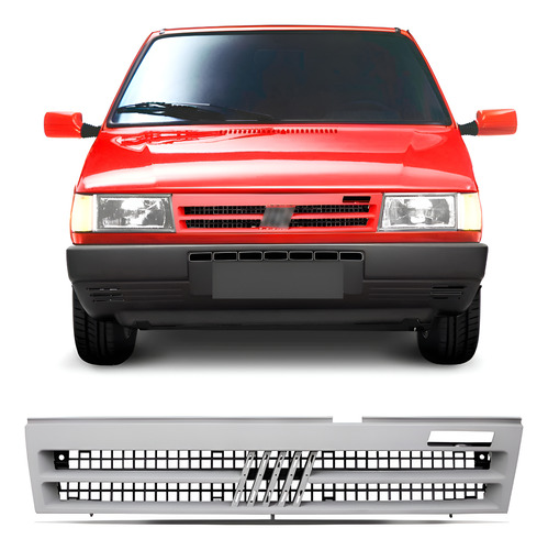 Grade Radiador Completa Uno 1991 1992 1993 A 1999 1a Linha Cinza Primer