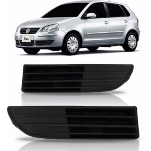 Par Grade Moldura Tela Parachoque Polo 2007 A 2010 Sem Milha Preto
