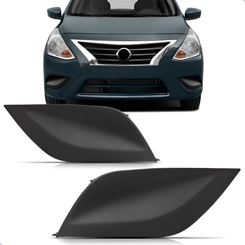 Par Moldura Tampa Farol Milha Nissan Versa 2015 A 2021 Preto