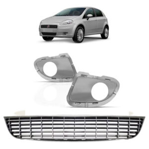 Kit Grade Para Punto 2007 A 2012 Inferior E Milhas Prata Ambos Lados