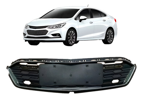 Grade Radiador Cruze 2017 A 2019 Inferior C/friso Cromado Preto