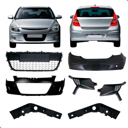 Kit Parachoques Grade Moldura Milha Para I30 2009 A 2012 Para Pintar