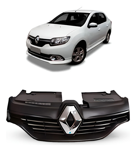 Grade Radiador Sandero Logan 2014 A 2019  C/ Cinturão Preto