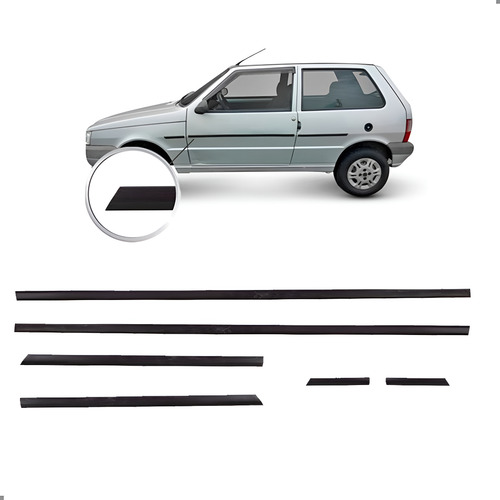 Friso Lateral Fino Para Uno Way 2007 A 2010 02 Portas Preto