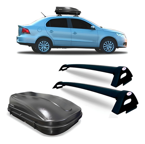 Rack Bagageiro Voyage G5 09 10 11 12 + Baú Maleiro 510 L Preto