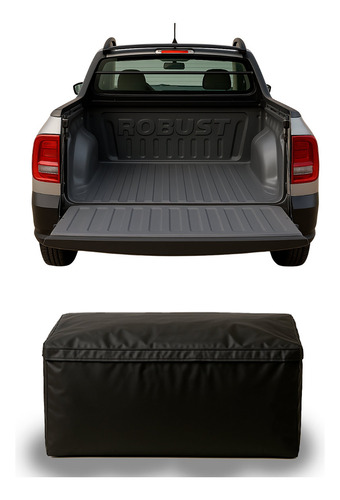 Maleiro De Caçamba Impermeável E Dobrável 300 Litros Preto Vw Saveiro Robust