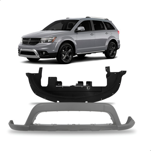 Kit  Spoiler Dianteiro + Defletor Dodge Journey 2011 A 2018  Preto