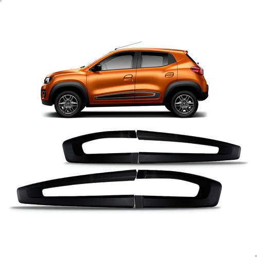 Jogo De Friso Lateral Vazado Kwid 4 Portas 2017 Em Diante Preto