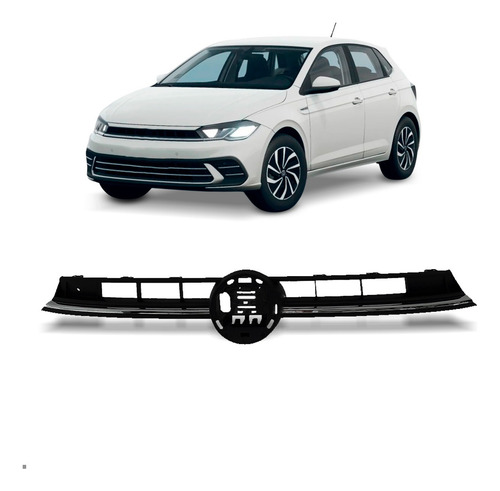 Grade Radiador Para Polo 2023 2024 2025 Com Frisos Cromados Preto