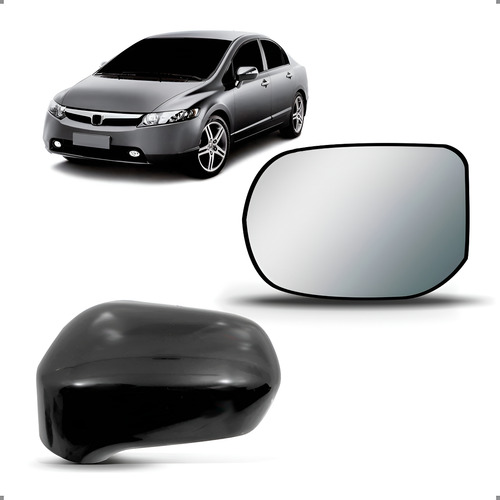 Kit Capa E Lente Retrovisor New Civic 2007 A 2011 Esquerdo Esquerdo