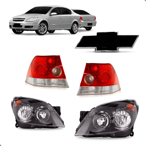 Kit Farol Lanterna Para Vectra Sedan 2009 2010 2011 Emblema Ambos Lados