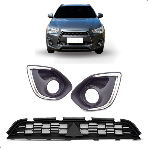 Par Moldura Cromada Para Asx 2014 15 16 Com Grade Central Fosco