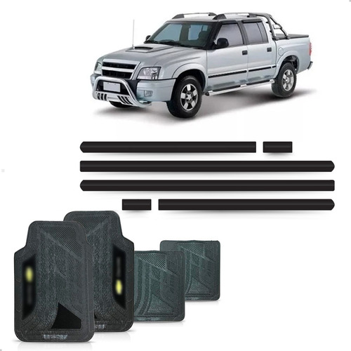 Kit Friso Lateral S10 2001 A 2011 Dupla C/ Jogo Tapete Pvc