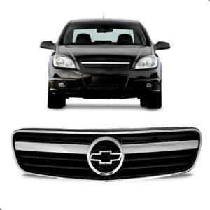 Grade Radiador Para Chevrolet Vectra 2006 A 2008 Friso Crom Preto Brilhante
