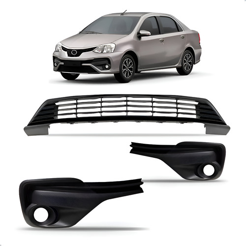 Kit Grades Para Toyota Etios 2017 A 2021 E Moldura Milhas Preto