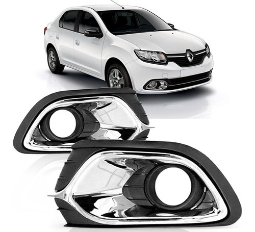 Par Moldura Farol Milha Logan 2014 2015 2016 Cromado