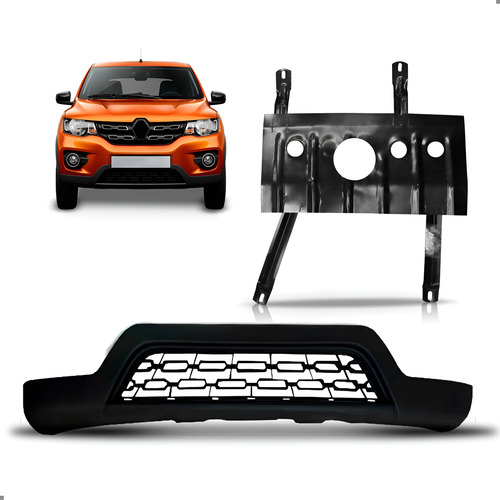 Kit Envolvente Para Kwid 2017 A 2020 Com Protetor Carter Preto