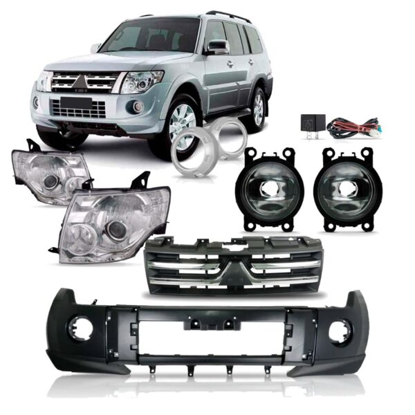 Kit Frente Pajero Full 08/14 Farois Parachoque Tela Milhas Preto