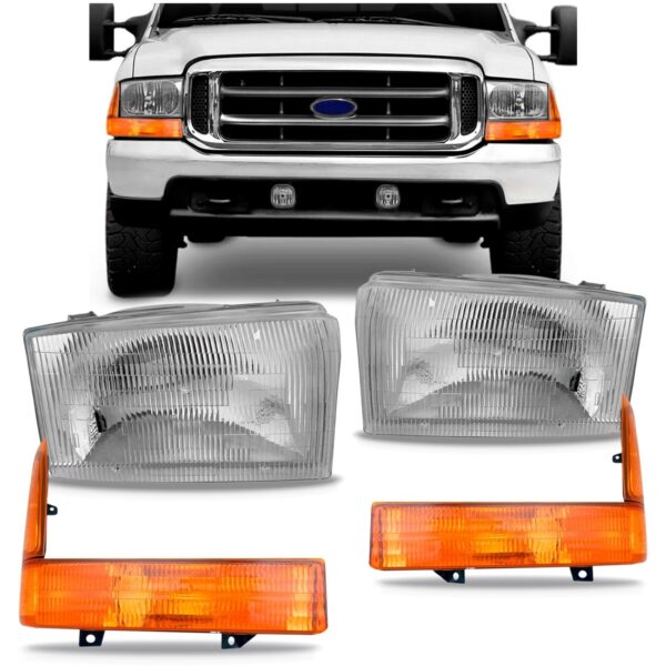 Kit Farol F250 F350 F4000 99 A 03 04 05 Com Sinaleira Âmbar - Esquerdo/motorista