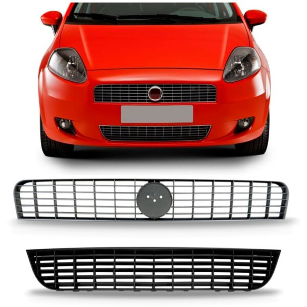 Kit Grade Punto 2007 08 09 10 2011 Superior/ Inferior Preta Preto