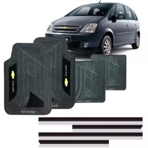 Friso Lateral Para Chevrolet Meriva (todos) Mais Jogo Tapete Preto