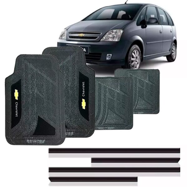 Friso Lateral Para Chevrolet Meriva (todos) Mais Jogo Tapete Preto